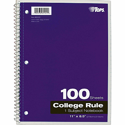 TOPS 1 - subject College - ruled Notebook - Letter (TOP65161)