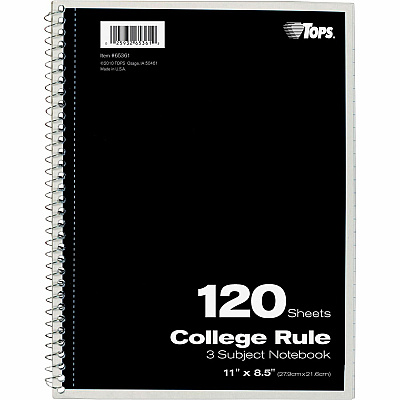 TOPS 3 - subject College Ruled Notebook - Letter (TOP65361)
