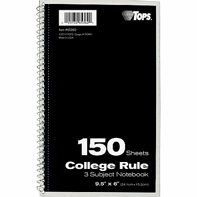 TOPS 3-subject College Ruled Notebook (TOP65362)