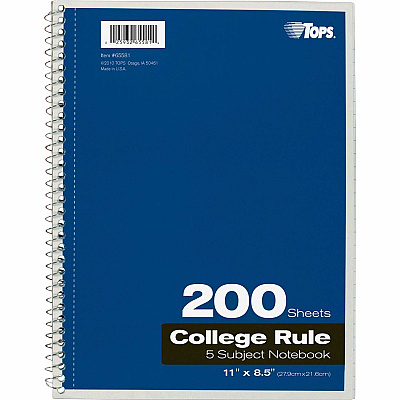 TOPS 5 - subject College - ruled Notebooks - Letter (TOP65581)