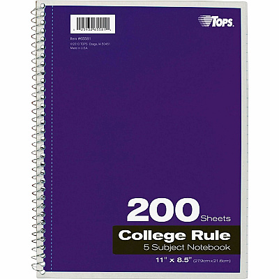 TOPS 5 - subject College - ruled Notebooks - Letter (TOP65581)