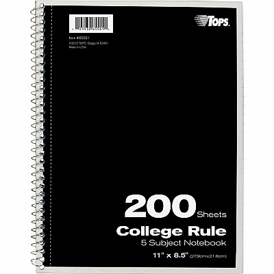 TOPS 5 - subject College - ruled Notebooks - Letter (TOP65581)