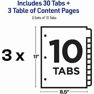 Avery Dividers, 10 Tabs, Ready Index (3 Sets of 11072)