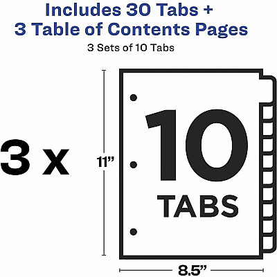 Avery Dividers, 10 Tabs, Ready Index (3 Sets of 11072)