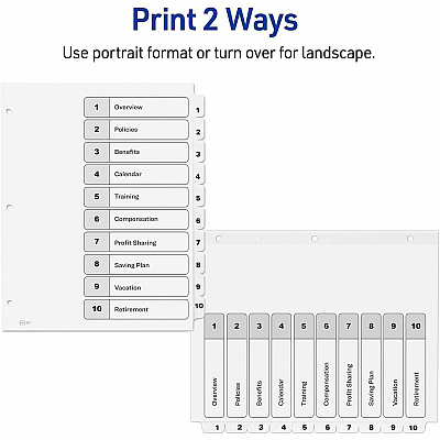 Avery Dividers, 10 Tabs, Ready Index (3 Sets of 11077)