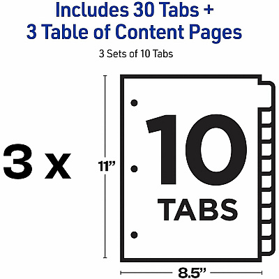 Avery Dividers, 10 Tabs, Ready Index (3 Sets of 11077)