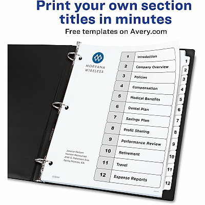 Avery Dividers, 12 Tabs, Ready Index (3 Sets of 11078)