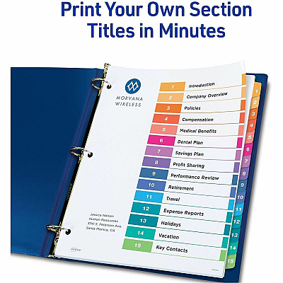 Avery Dividers, 15 Tabs, Ready Index, (3 Sets of 11074)