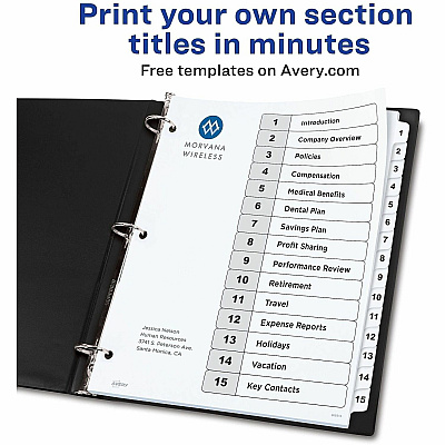 Avery Dividers, 15 Tabs, Ready Index (3 Sets of 11079)