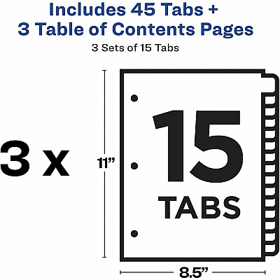 Avery Dividers, 15 Tabs, Ready Index (3 Sets of 11079)