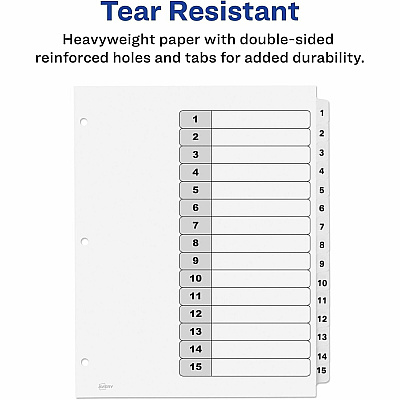 Avery Dividers, 15 Tabs, Ready Index (3 Sets of 11079)