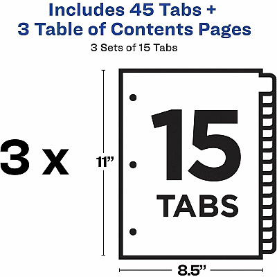 Avery Dividers, 15 Tabs, Ready Index (3 Sets of 11079)
