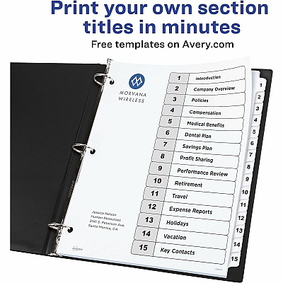 Avery Dividers, 15 Tabs, Ready Index (3 Sets of 11079)