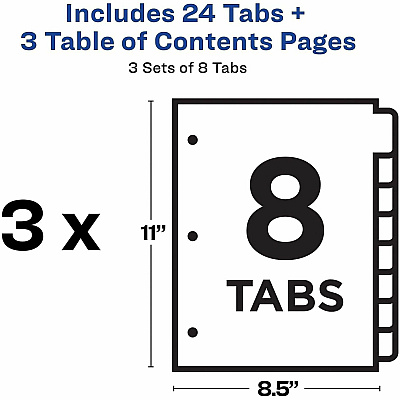 Avery Dividers, 8 Tabs, Ready Index (3 Sets of 11071)