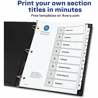 Avery Dividers, 8 Tabs, Ready Index (3 Sets of 11076)