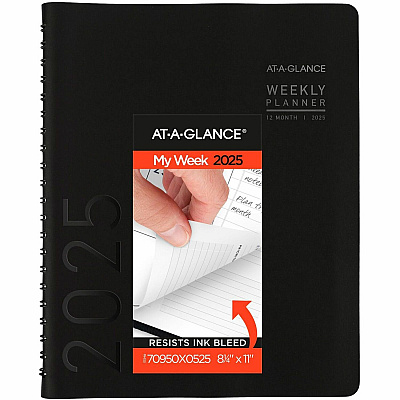 AT-A-GLANCE Contemporary Weekly/Monthly Planner, Vertical-Column Format, 11 x 8.25, Black Cover, 12-Month (Jan to Dec): 2026 (70950X05)