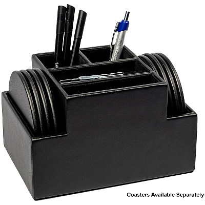 Dacasso Black Leather Desk Supply Organizer (A1048)