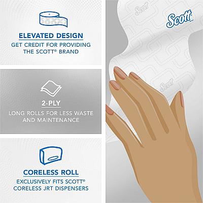 Scott Coreless High-Capacity Jumbo Roll Toilet Paper with Elevated Design (KCC07006)