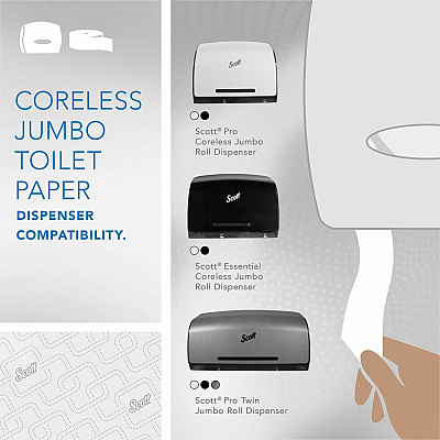 Scott Coreless High-Capacity Jumbo Roll Toilet Paper with Elevated Design (KCC07006)