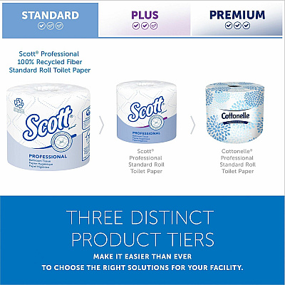 Scott Professional 100% Recycled Fiber Standard Roll Toilet Paper with Elevated Design (KCC13217)