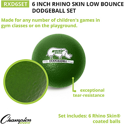 Champion Sports Rhino Skin Low Bounce Dodgeball Set (CSIRXD6SET)