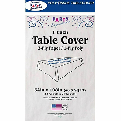 Tablemate Table Set Poly Tissue Table Cover (TBLPT549WH)