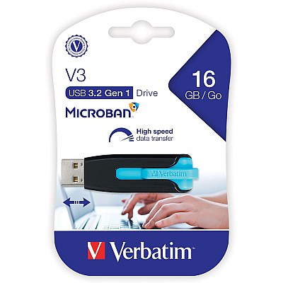 Verbatim 16GB Store 'n' Go V3 USB 3.2 Gen 1 Flash Drive - Blue (49176)