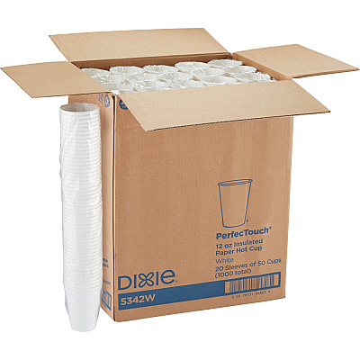 Dixie PerfecTouch 12 oz Insulated Paper Hot Coffee Cups by GP Pro (DXE5342W)
