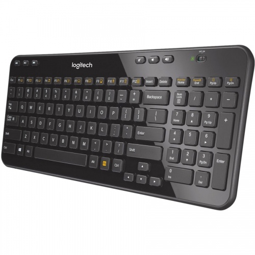 Logitech K360 Compact Wireless Keyboard for Windows, 2.4GHz Wireless, USB Unifying Receiver, 12 F-Keys, 3-Year Battery Life, Compatible with PC, Laptop (Glossy Black) (920004088)