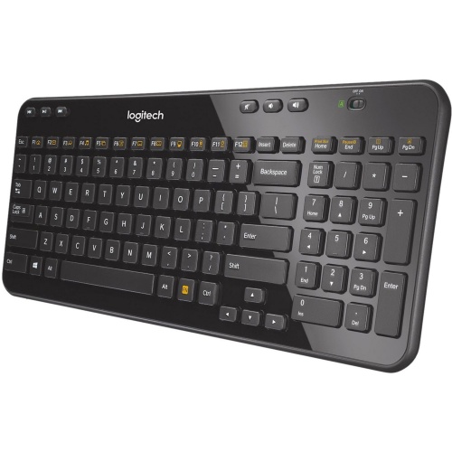Logitech K360 Compact Wireless Keyboard for Windows, 2.4GHz Wireless, USB Unifying Receiver, 12 F-Keys, 3-Year Battery Life, Compatible with PC, Laptop (Glossy Black) (920004088)