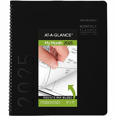 AT-A-GLANCE Contemporary Monthly Planner, Premium Paper, 11 x 9, Black Cover, 12-Month (Jan to Dec): 2026 (70260X05)