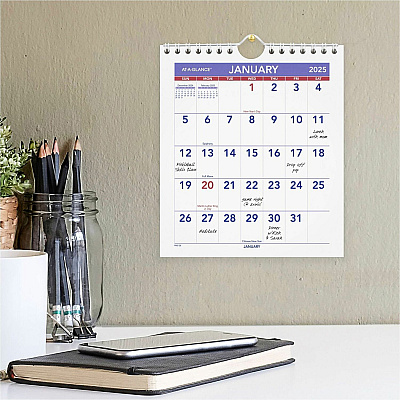 AT-A-GLANCE Mini Monthly Wall Calendar with Fold-Out Easel, 7 x 8, White Sheets, 12-Month (Jan to Dec): 2026 (PM528)