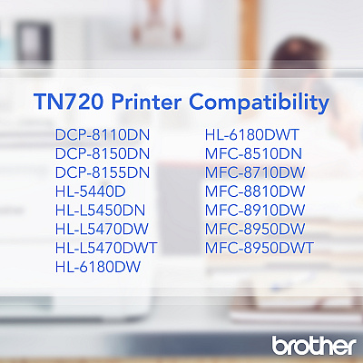Brother Genuine TN720 Mono Laser Black Toner Cartridge