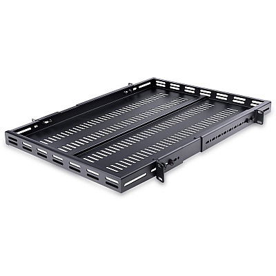 StarTech 1u Adjustable Mounting Depth Vented Rack Mount Shelf - Heavy Duty Fixed Server Rack Cabinet Shelf - 330lbs / 150kg (ADJSHELFHDV)