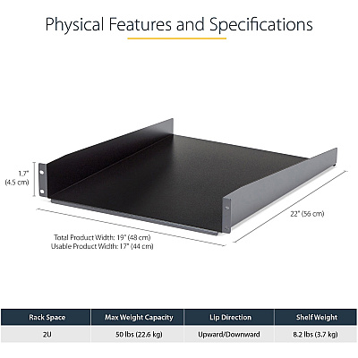 StarTech 2u 22in Fixed Rack Mount Cantilever Shel (CABSHELF22)
