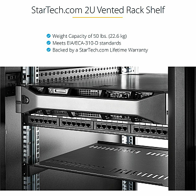 StarTech 2u 22in Vented Fixed Rack Mount Shelf (CABSHELF22V)