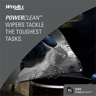 Wypall PowerClean X80 Heavy Duty Cloths Extended Use Cloths - Quarter-fold (KCC41026)