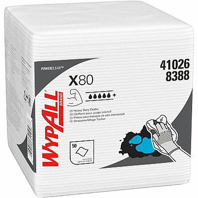 Wypall PowerClean X80 Heavy Duty Cloths Extended Use Cloths - Quarter-fold (KCC41026)