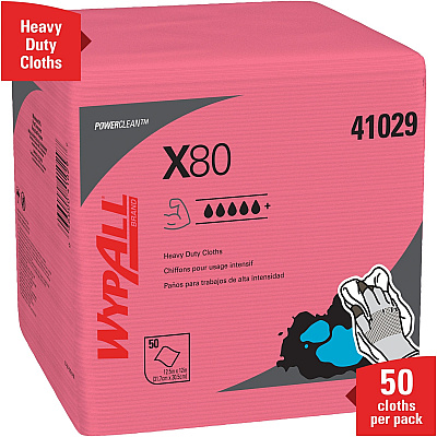 Wypall PowerClean X80 Heavy Duty Cloths Extended Use Cloths - Quarter-fold (KCC41029)