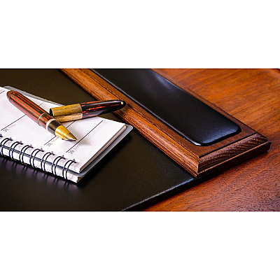 Dacasso Walnut & Leather Side-Rail Desk Pad (P8401)