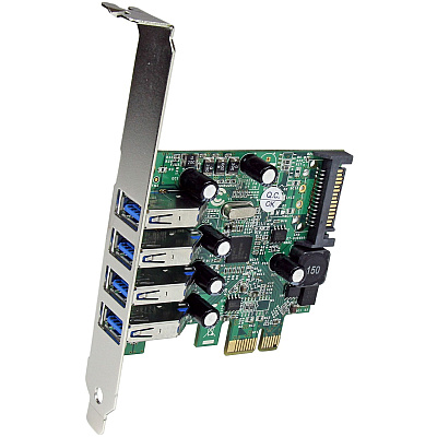 StarTech 4 Port Pci Express Pcie Super Speed Usb 3.0 Controller Card Adapter With Uasp - Sata Power - Usb 3 Pcie Card - 5gbps - Usb 3.0 Pci-e Card (PEXUSB3S4V)
