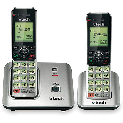 Vtech CS6619-2 DECT 6.0 Cordless Phone - Black, Silver