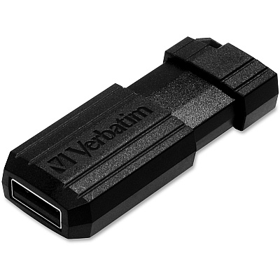 Verbatim 64GB PinStripe USB Flash Drive - Black (VER49065)