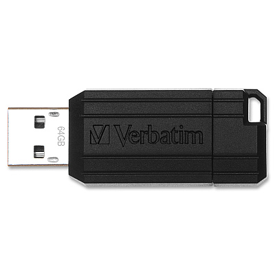 Verbatim 64GB PinStripe USB Flash Drive - Black (VER49065)
