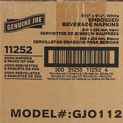 Genuine Joe Quad-fold Square Beverage Napkins (GJO11252)