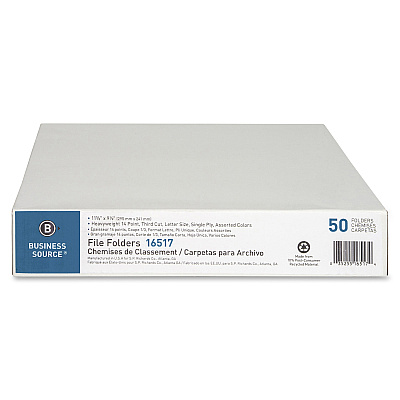 Business Source 1/3 Tab Cut Letter Recycled Top Tab File Folder (BSN16517)