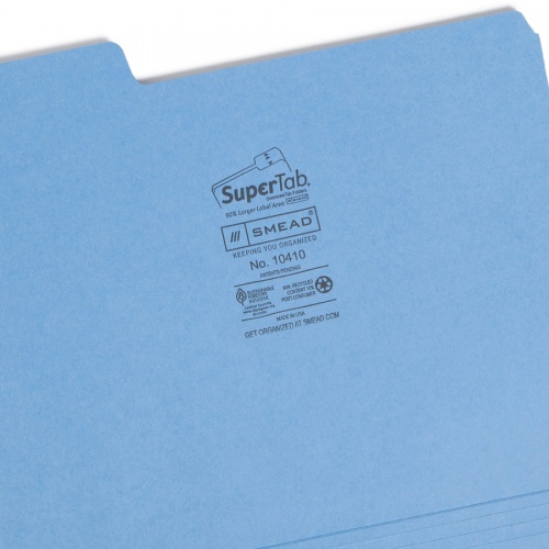 Smead SuperTab 1/3 Tab Cut Letter Recycled Top Tab File Folder (10410)