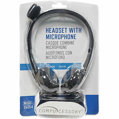 Compucessory Lightweight Stereo Headphones with Mic (CCS15154)