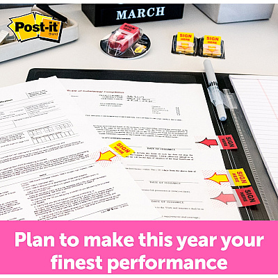 Post-it Sign Here Flags in Desk Grip Dispenser (MMM680HVSH)