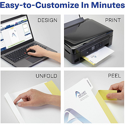 Avery(R) Customizable Print-On(TM) Dividers, 8 Tab, White, 5 Sets (AVE11552)